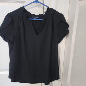 Tiffiny Tulip Sleeve Blouse, Black, size Petite L